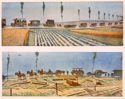 The Roads of France, A and B, from British Artists at the Front, Continuation of The Western Front, 1917 by Christopher Richard Wynne Nevinson